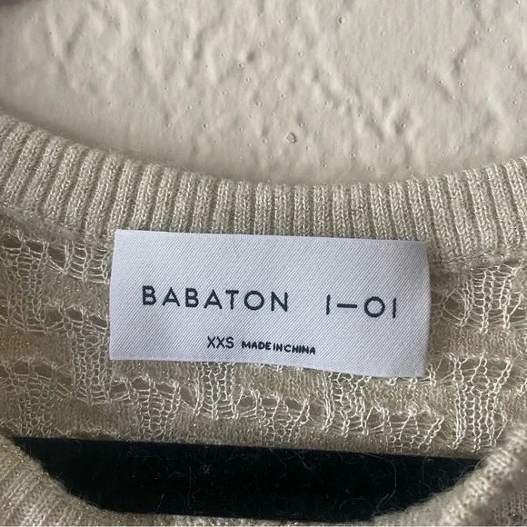 Aritzia Babaton Gold Metallic Oversized Mohair Wool Neutral Sweater XXS - Picture 3 of 9